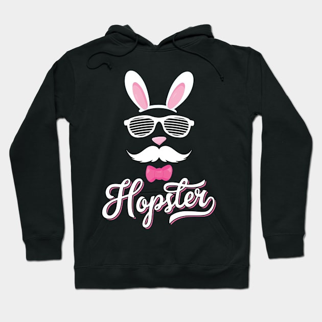 Hopster Funny Hipster Easter Bunny Hoodie by teevisionshop